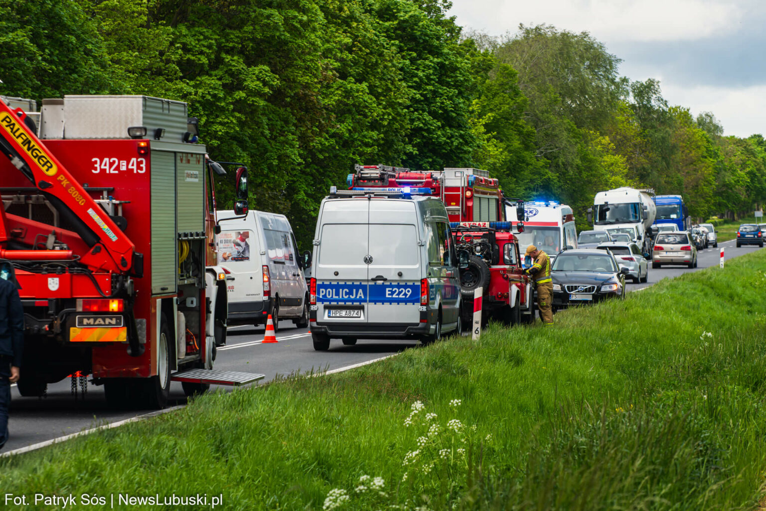 wypadek na DK32 - Wypadek koło Zielonej G&oacute;ry