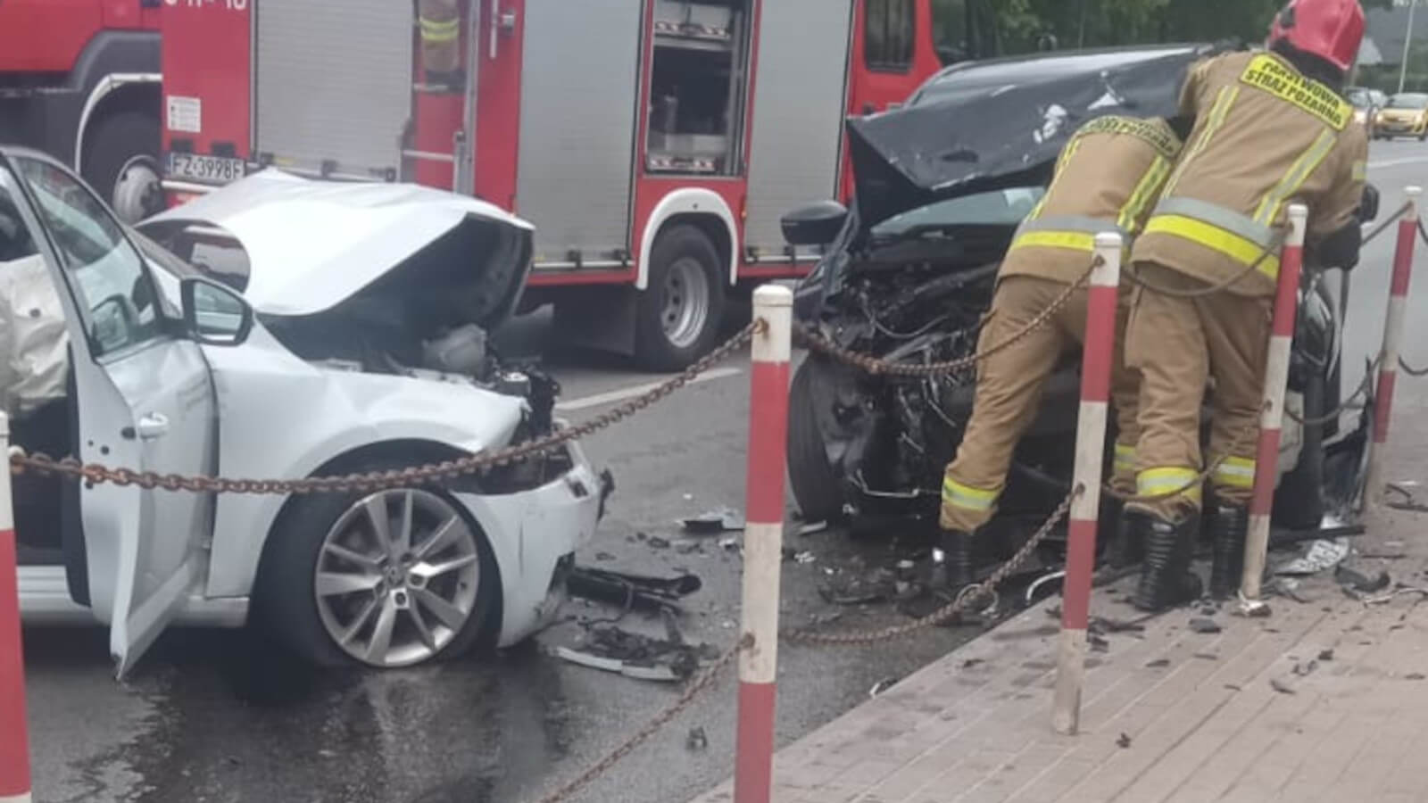 Wypadek Zielona Góra - zderzenie samochodów osobowych