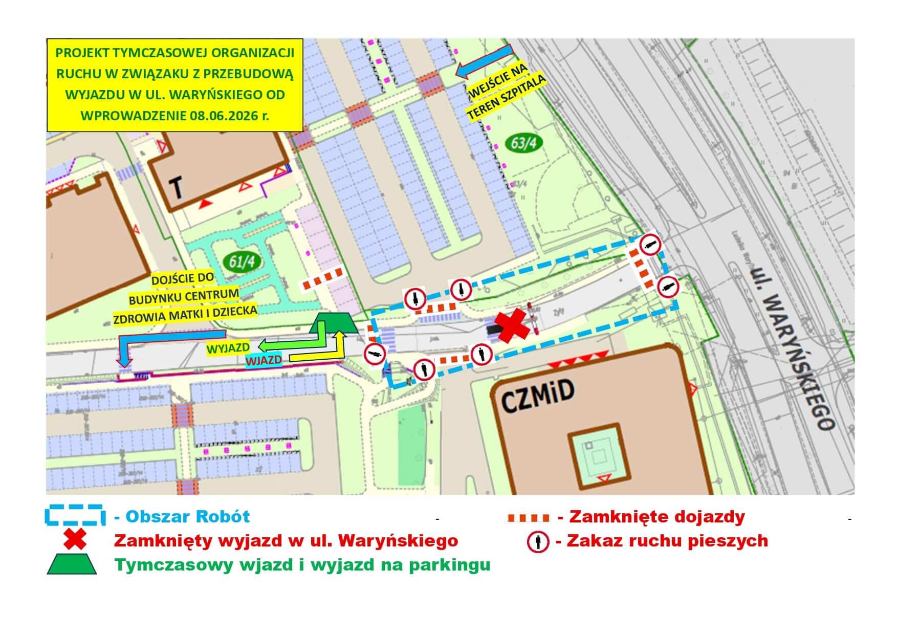 szpital Zielona Góra utrudnienia - zamknięty wyjazd ze szpitala