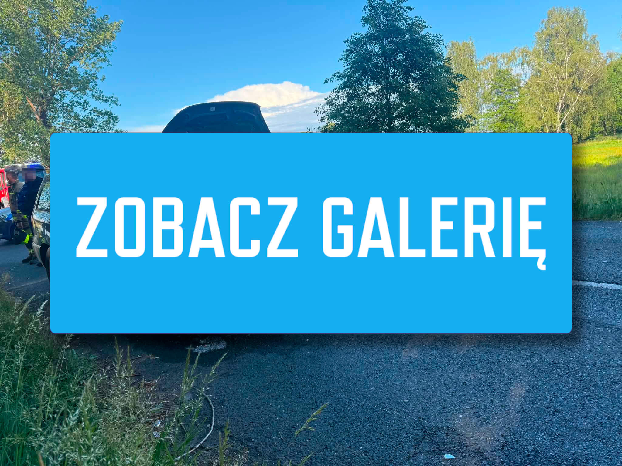 wypadek koło Lubska - dachowanie na DW287